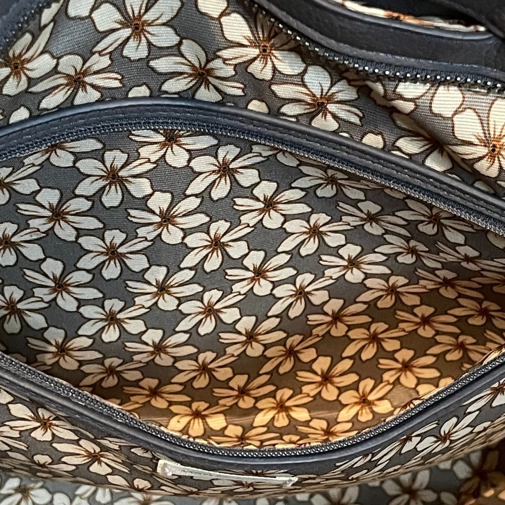 Vera Bradley East West Tote Bag Gray Floral Interior Work Travel Everyday‎ - Picture 8 of 13